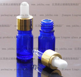 蓝色精油瓶5ml-玻璃滴管瓶-电化铝奶头滴管