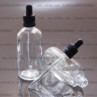 100ml透明玻璃精油瓶_香水瓶_玻璃滴管瓶_塑料防盗胶头滴管盖