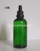 100ml 绿色精油瓶 玻璃瓶子+大头防盗滴管盖 黑色
